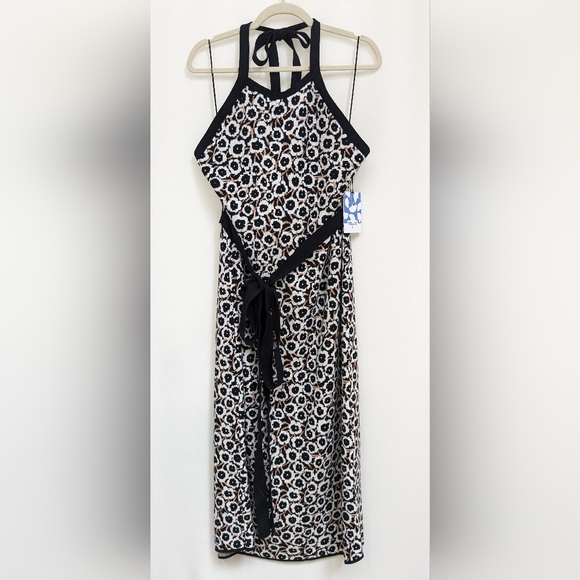 DVF for Target Halter Tie Neck Neutral Poppy Floral Knit Midi Dress Size 2X - Picture 3 of 15